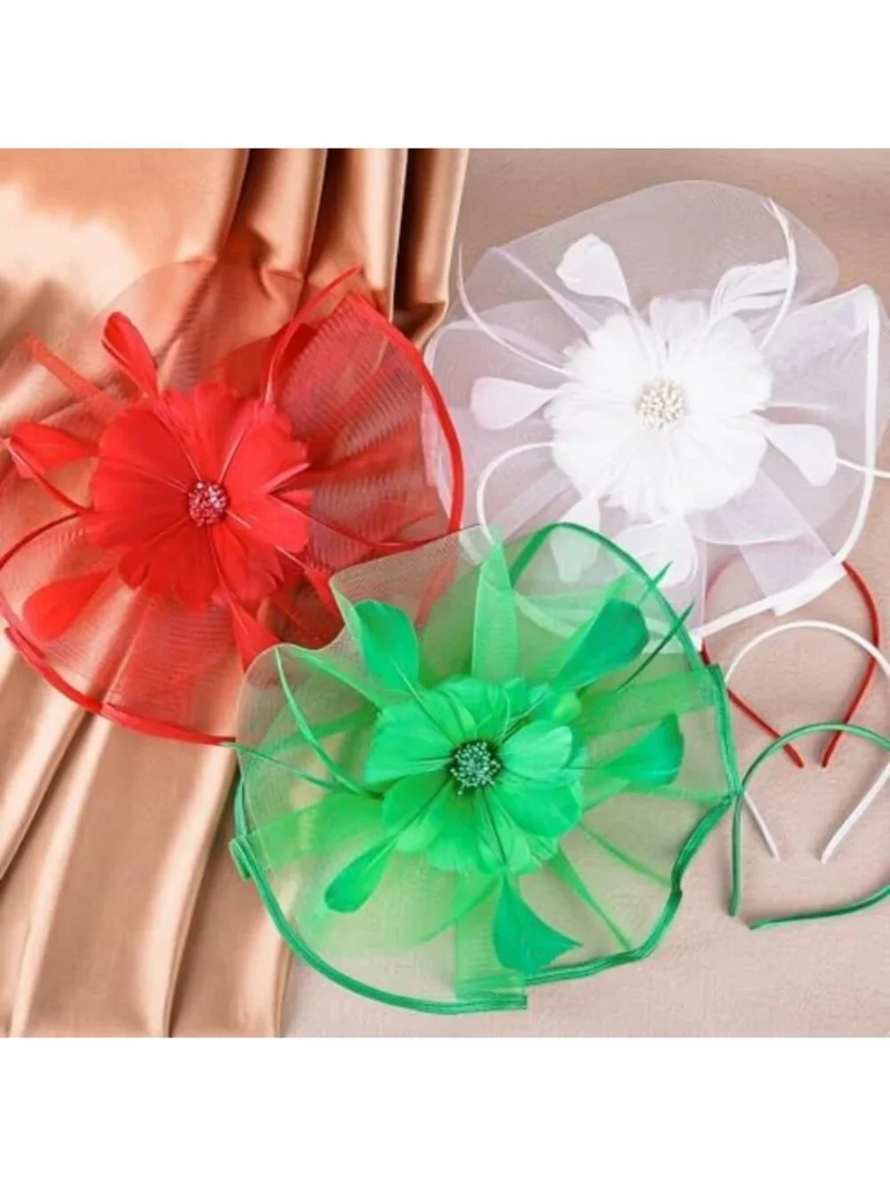 Chic Vintage Tea Party Hat - Mesh Fascinator Headband with Flower & Feather for